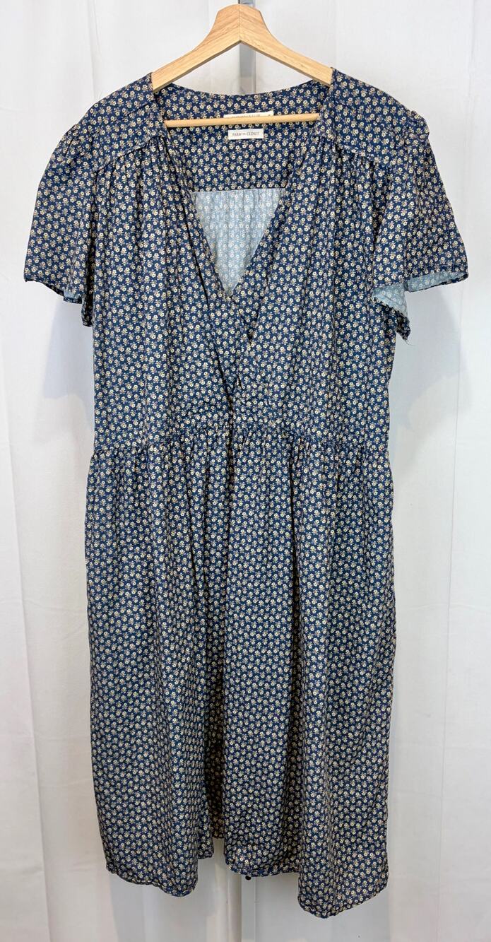 CHRISTY DAWN Dawn Dress in Aster Indigo Floral V Neck Cotton Midi Blue 3X Plus
